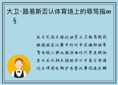 大卫·路易斯否认体育场上的辱骂指控